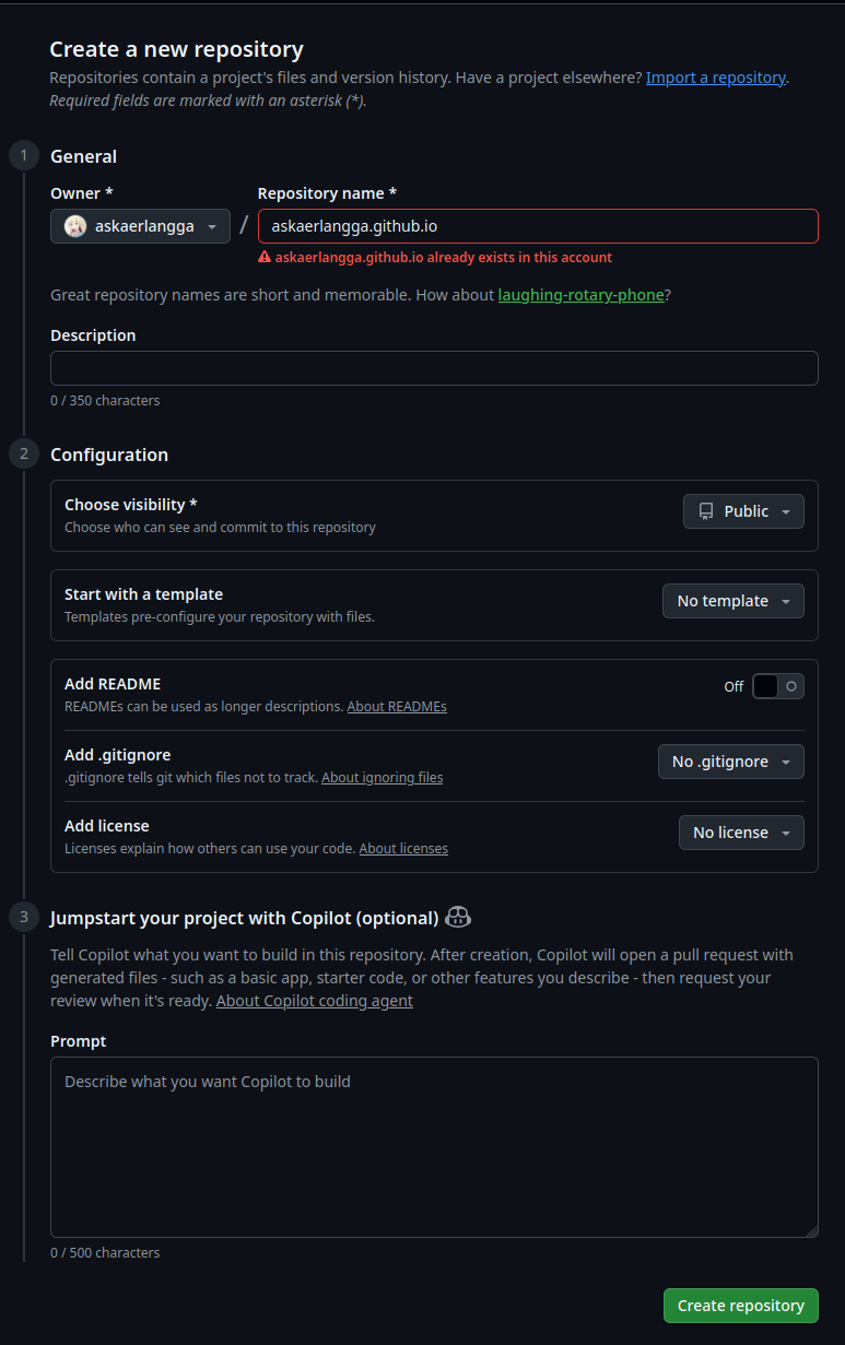 Create Repository details